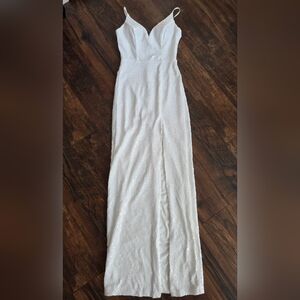 Long white sequin dress Size 3/4